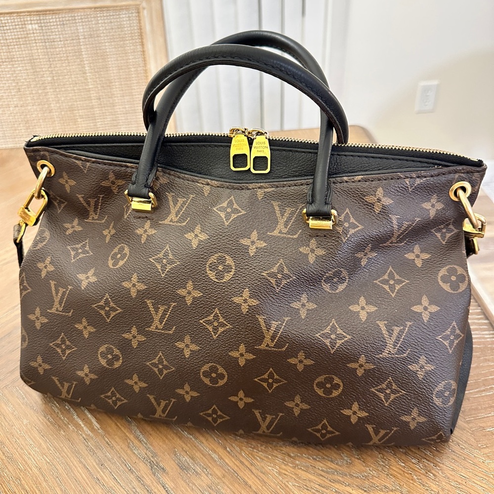 Louis Vuitton Pallas Handbag - Brown and Black Satchel with Monogram Noir